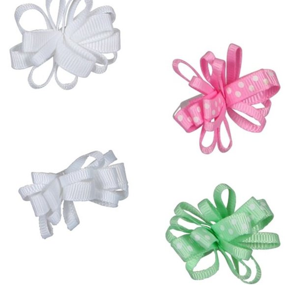 Polka-Dotted Baby Loop Bow Barrettes - Picture 3 of 5